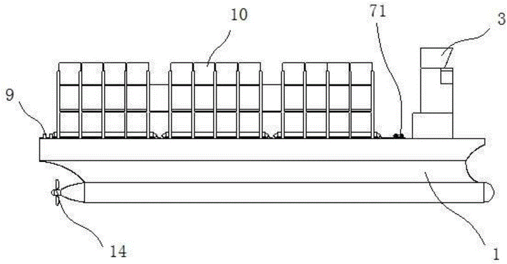 Container boat with cargo loading and unloading functions