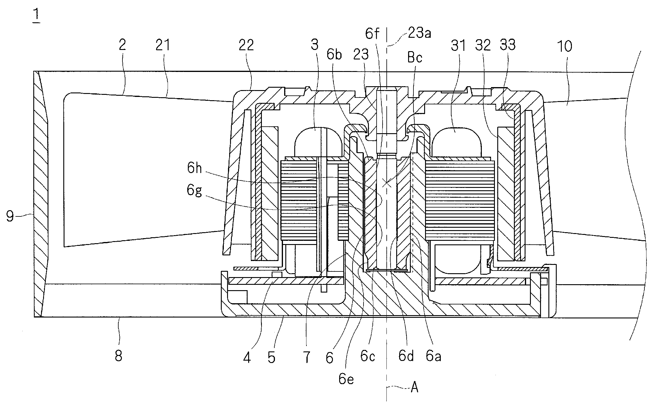 Bearing structure, motor, and fan apparatus