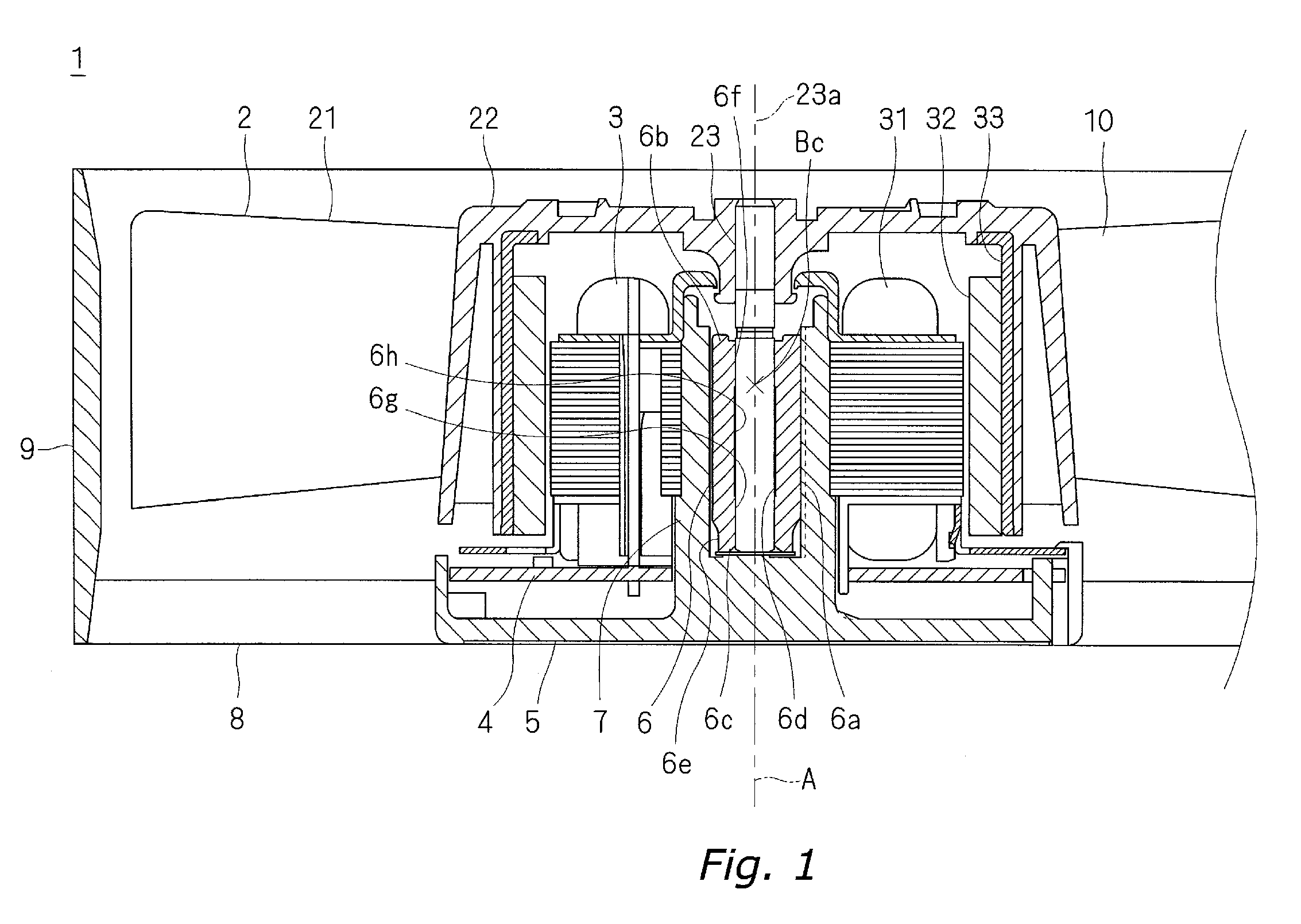 Bearing structure, motor, and fan apparatus