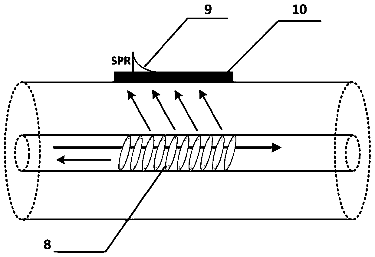 Plasma resonance tilted fiber Bragg grating hydrogen sensor, detection system and method