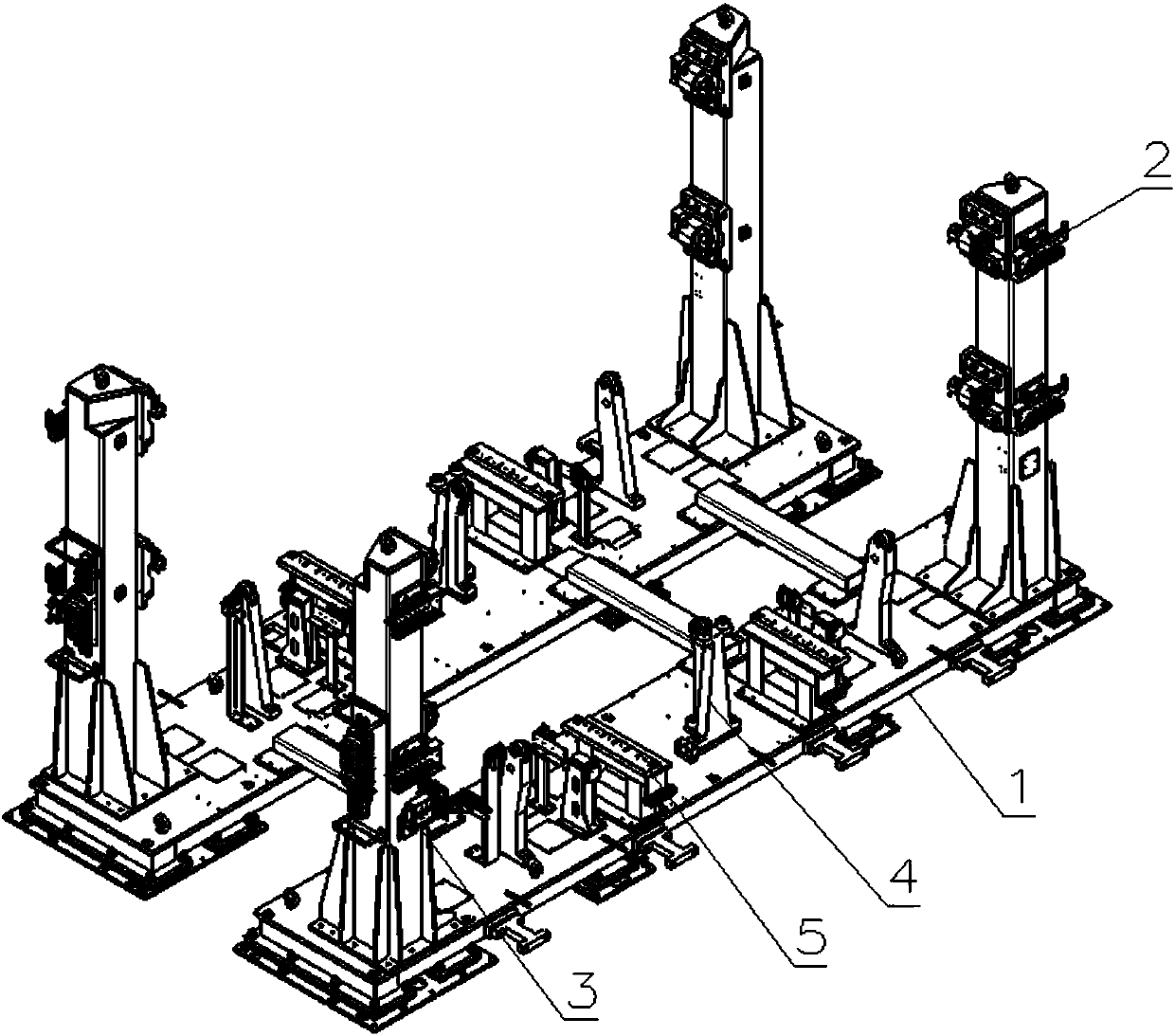 Steel structure system for precisely positioning side wall total assembly frames