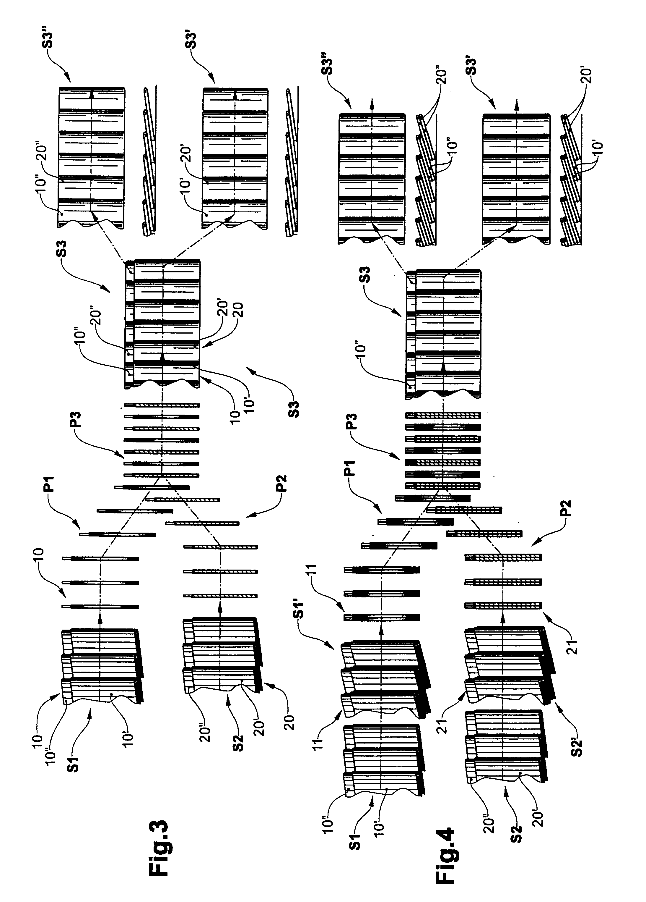 Method and device for unifying imbricated flows