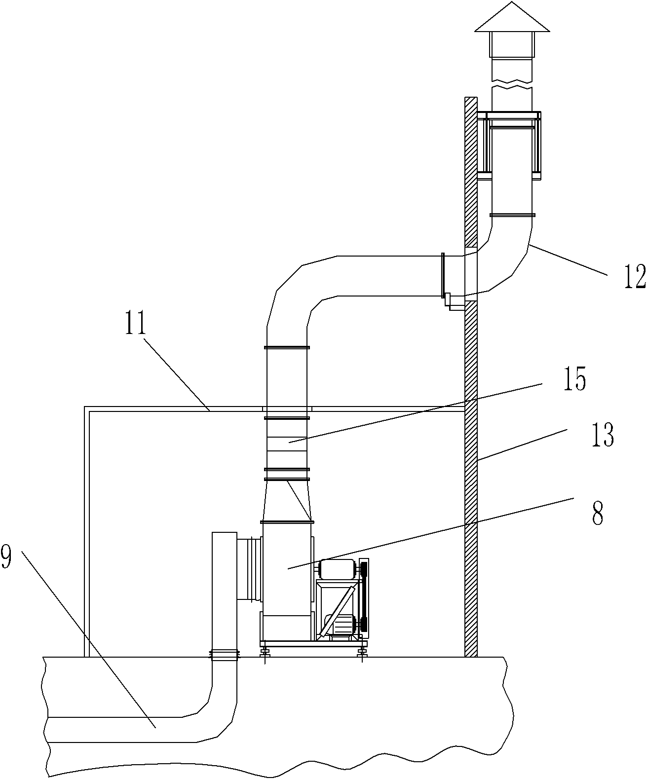 Tail gas collecting and exhausting device for automobile assembly lines