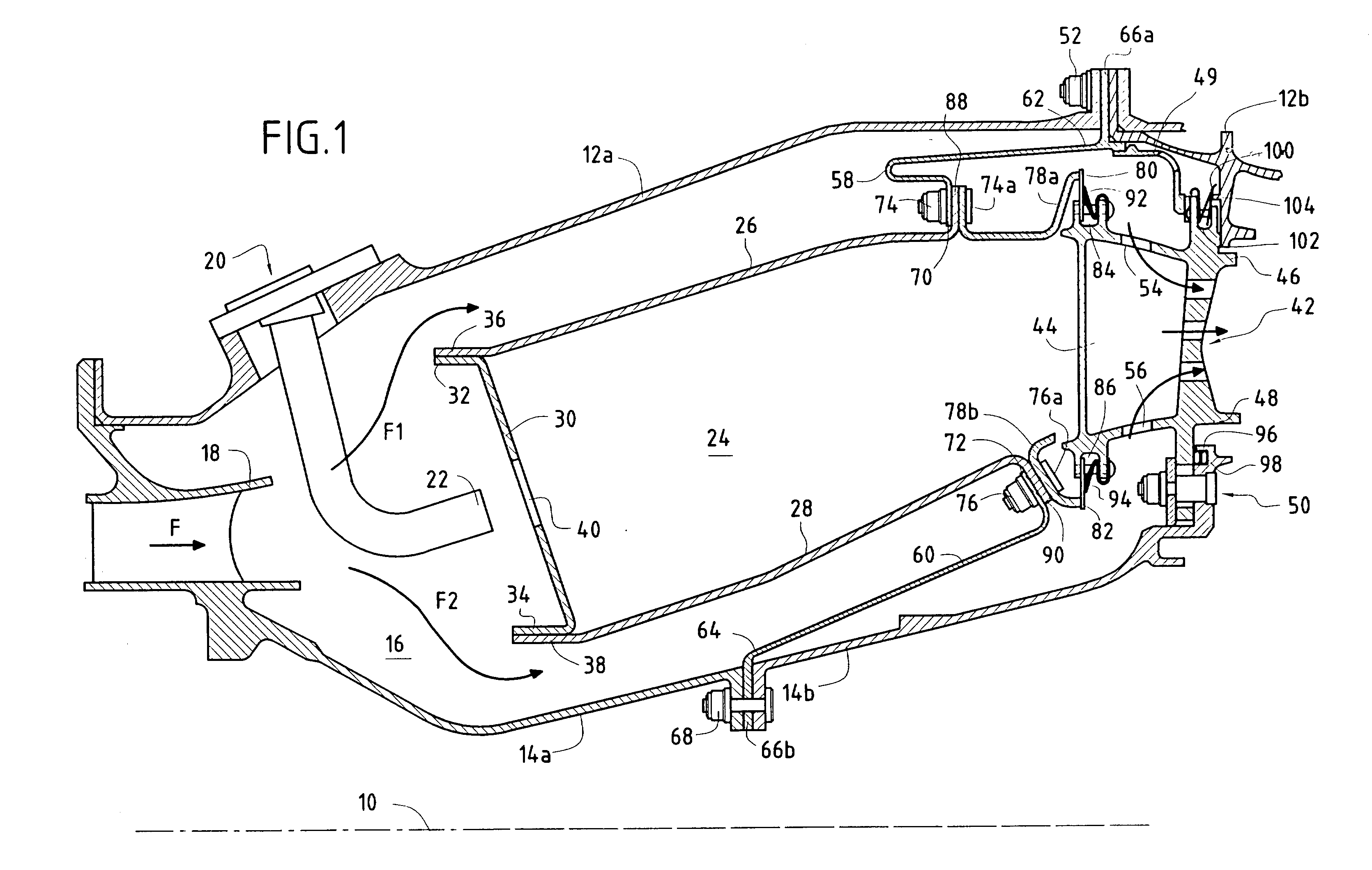 Connection for a two-part CMC chamber