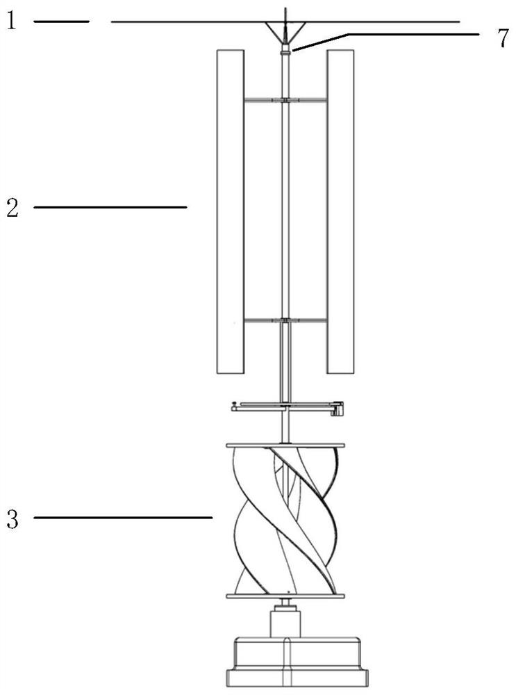 Offshore power generation device integrating automatic light-seeking solar energy, wind energy and tidal energy