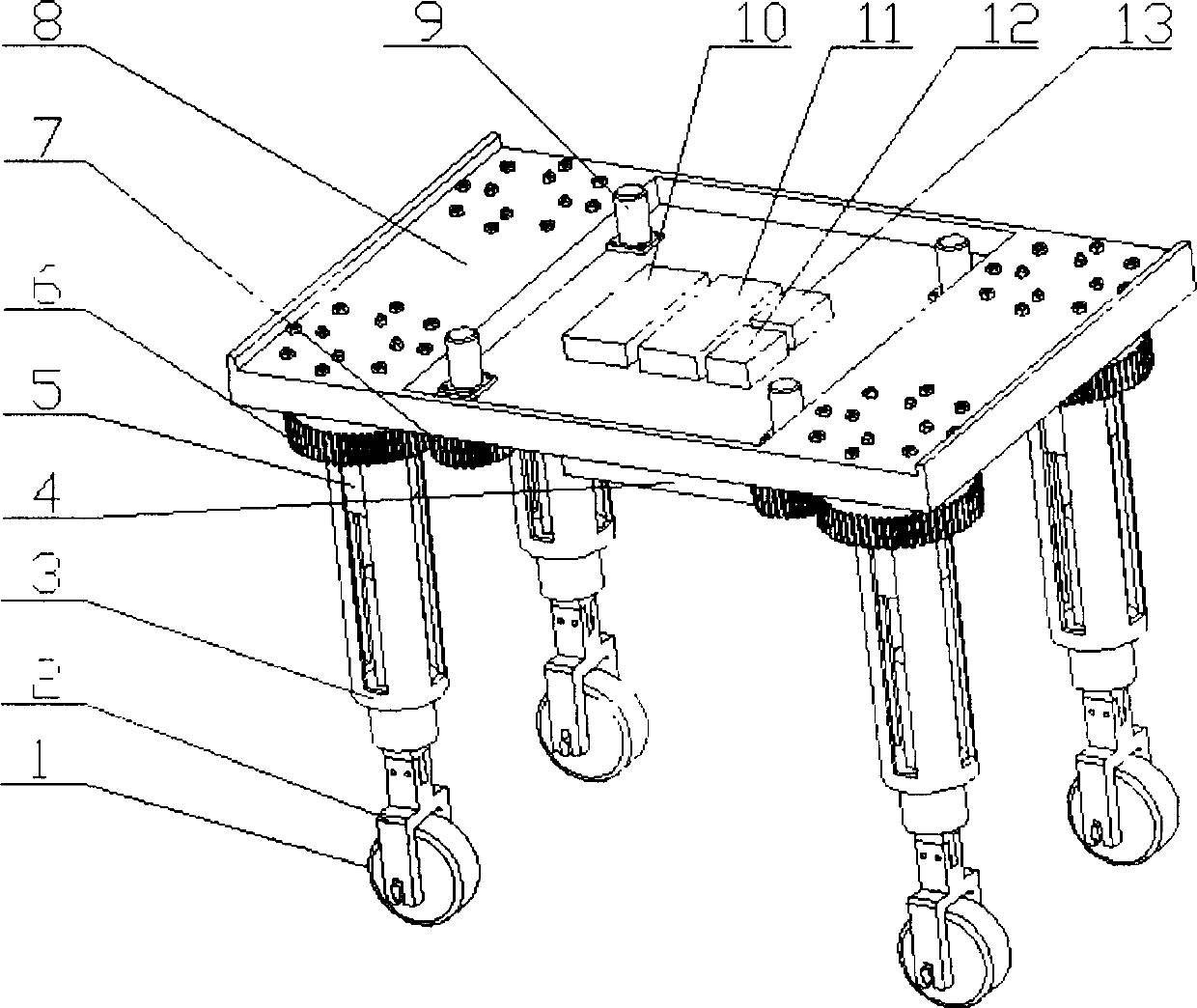 Omni-directional steering and lifting agricultural remote control mobile robot platform