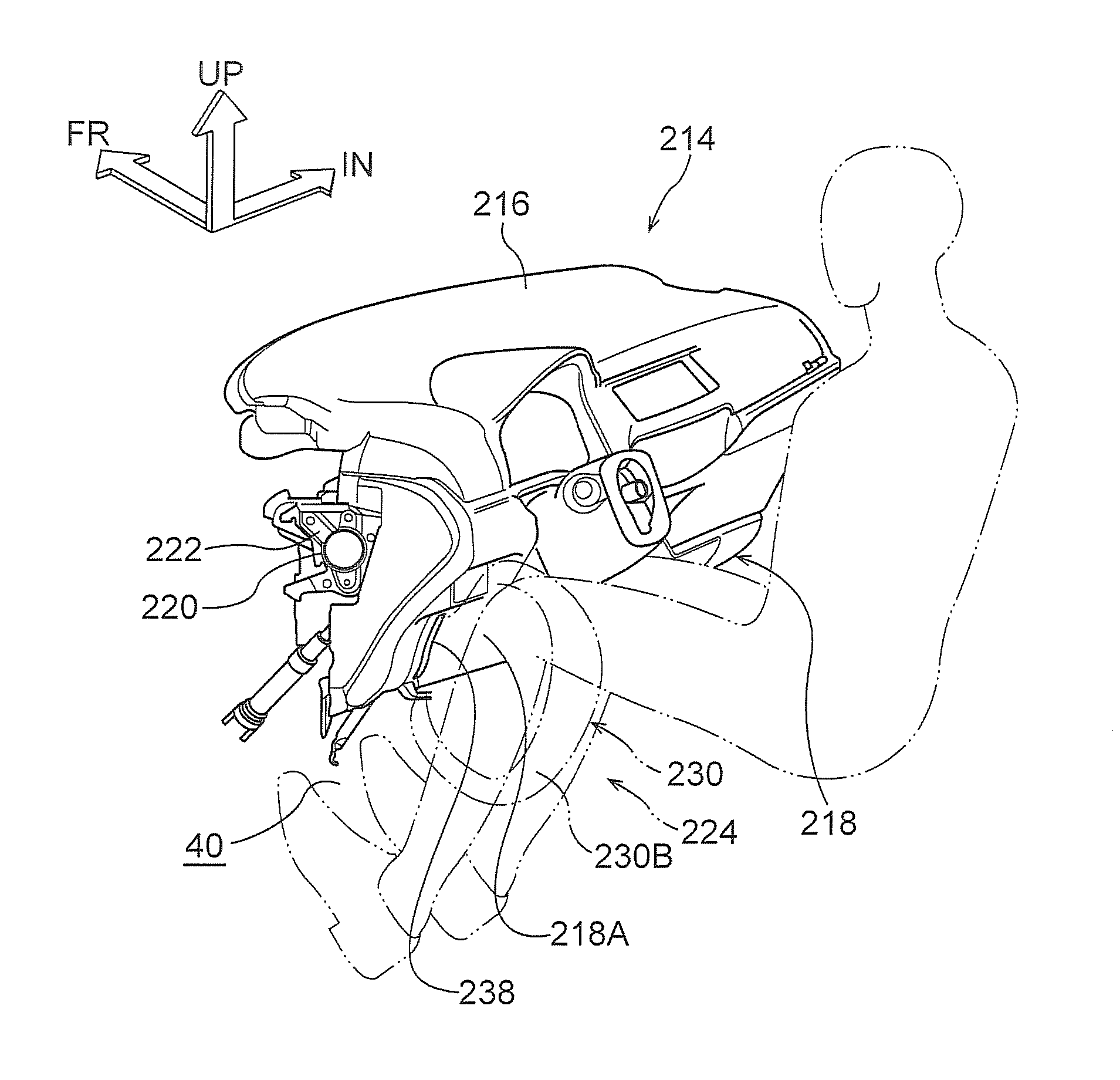 Knee side face restraint airbag device