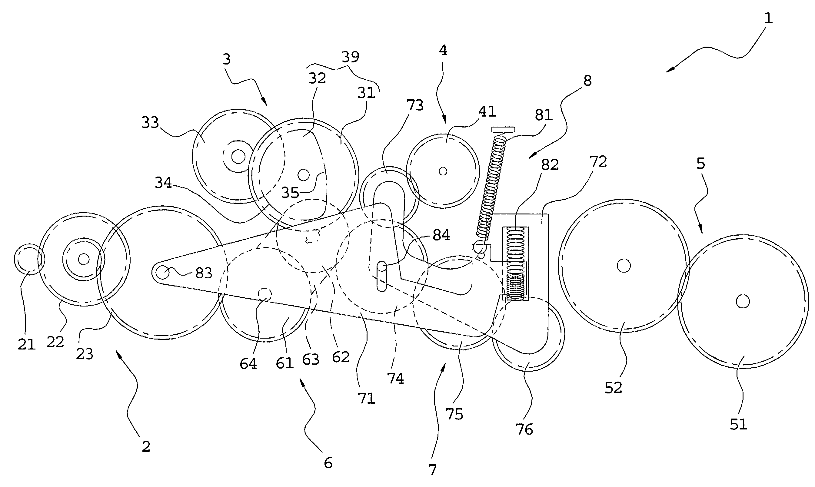 Control system for driving a motor to perform a plurality of actions