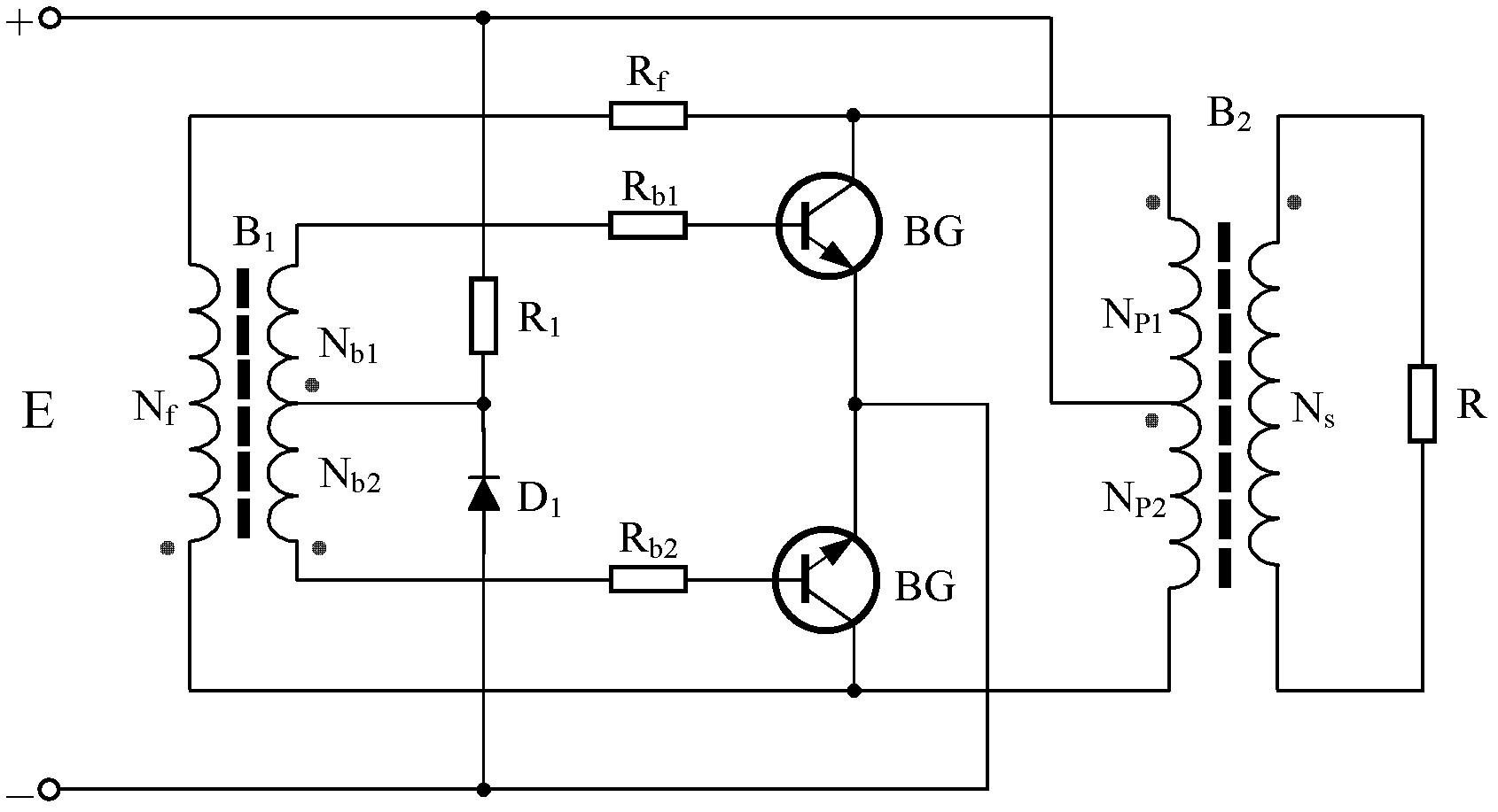 A self-excited push-pull converter