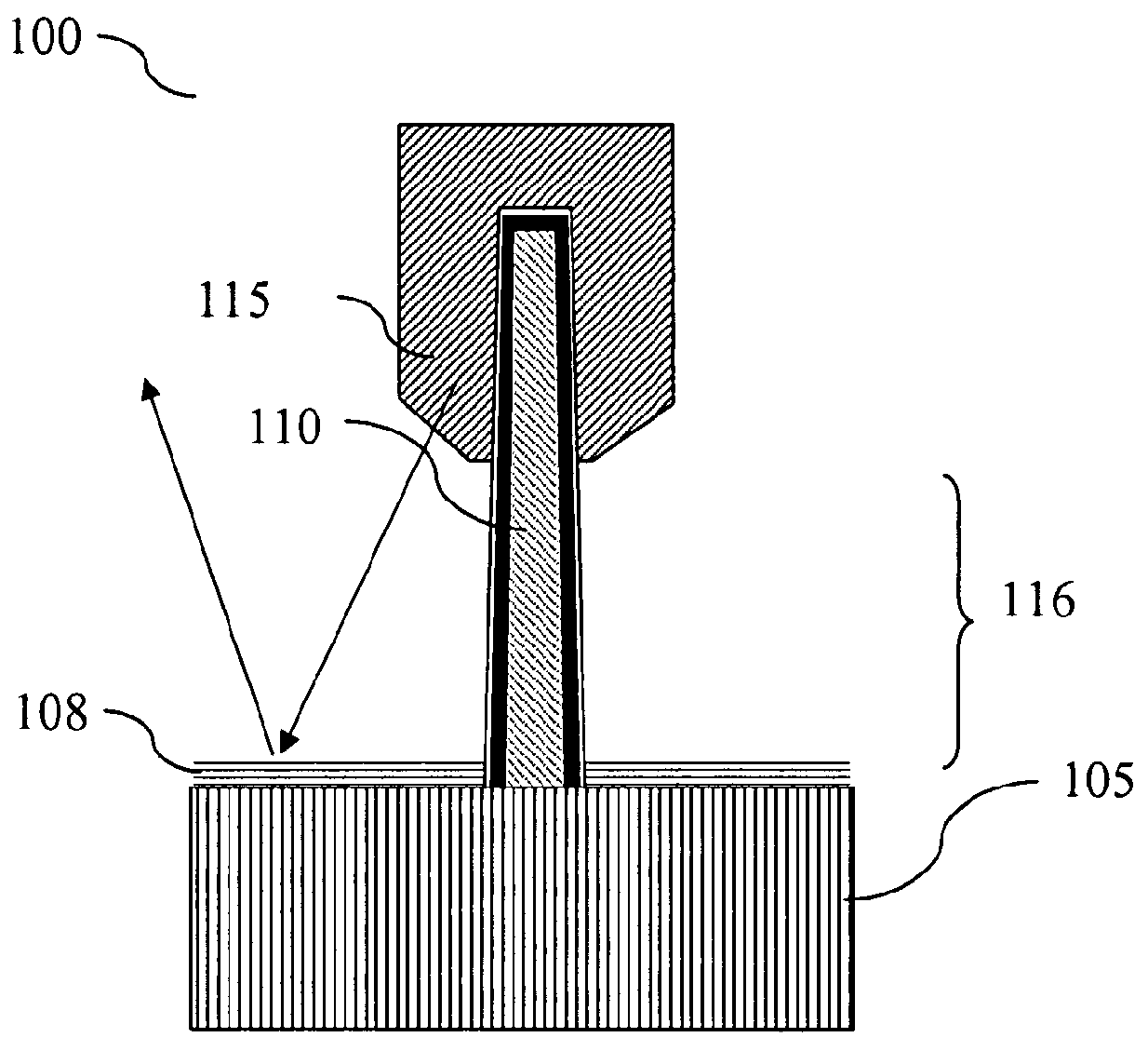 LED with upstanding nanowire structure and method of producing such