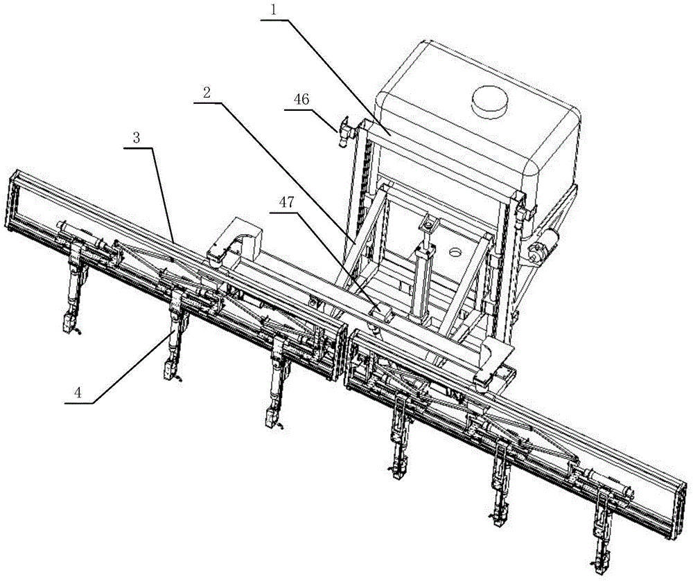 A mechanical device of a farmland target spraying machine