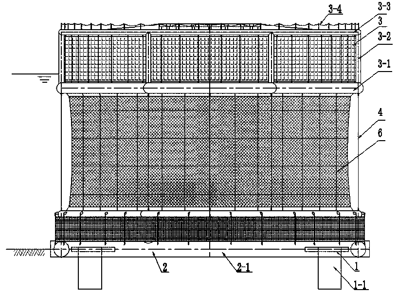 Tension type sit-on-bottom net cage