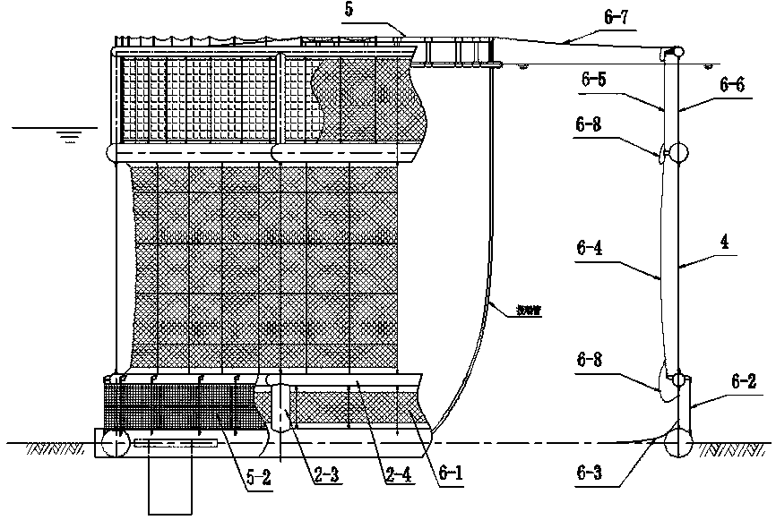 Tension type sit-on-bottom net cage