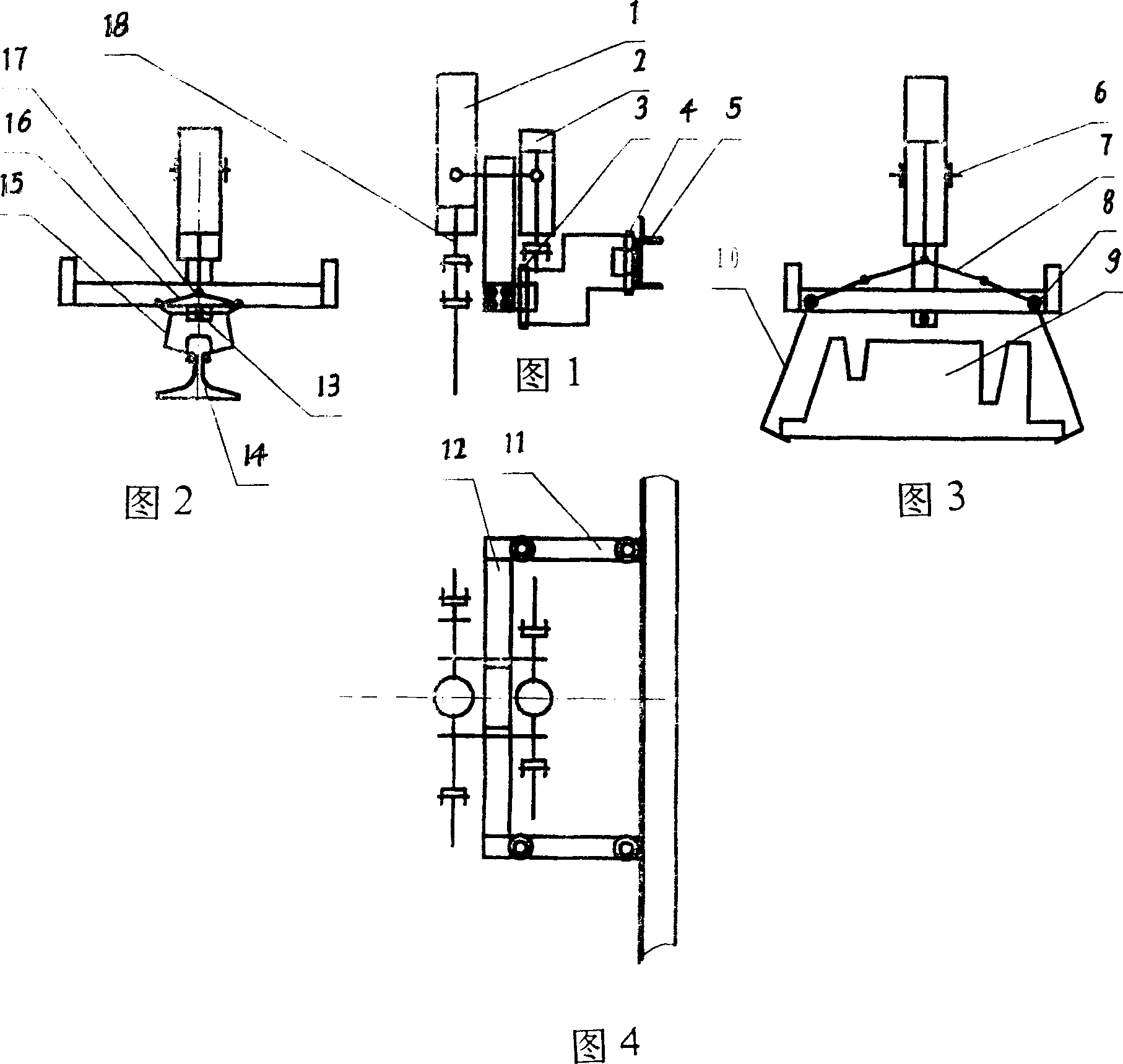 Railroad switch tamping tool quick-speed removable horizontal swinging type dual hydraulic rail clampping apparatus