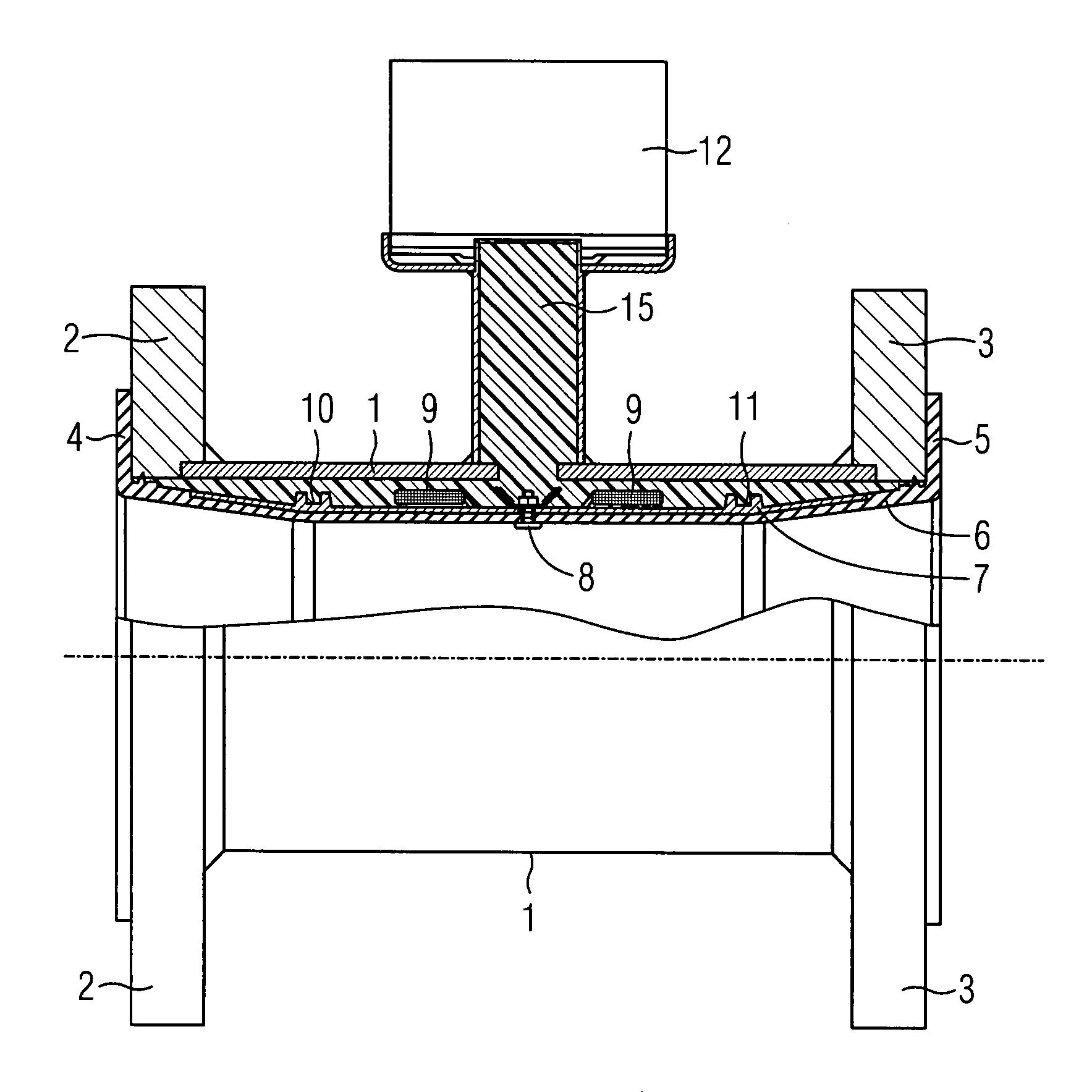 Tubular insert for a magnetic induction flow meter