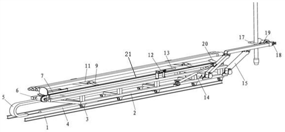 A horizontal conveying pipe string device