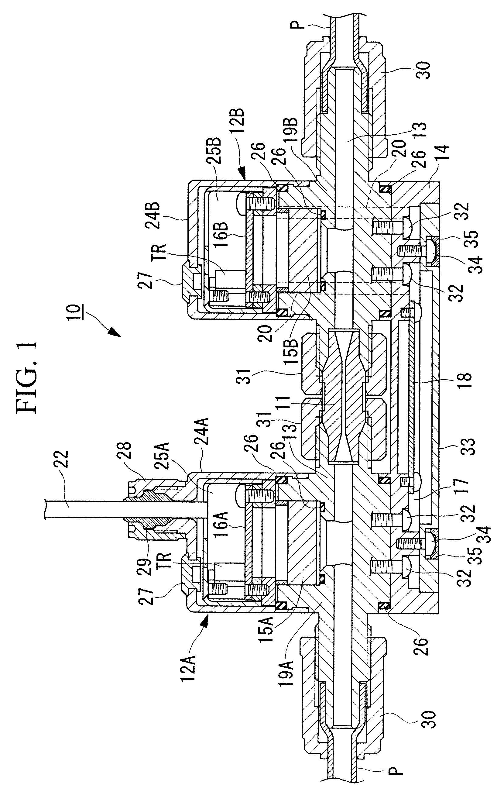 Differential-pressure flow meter having a main control board in a space in a base member