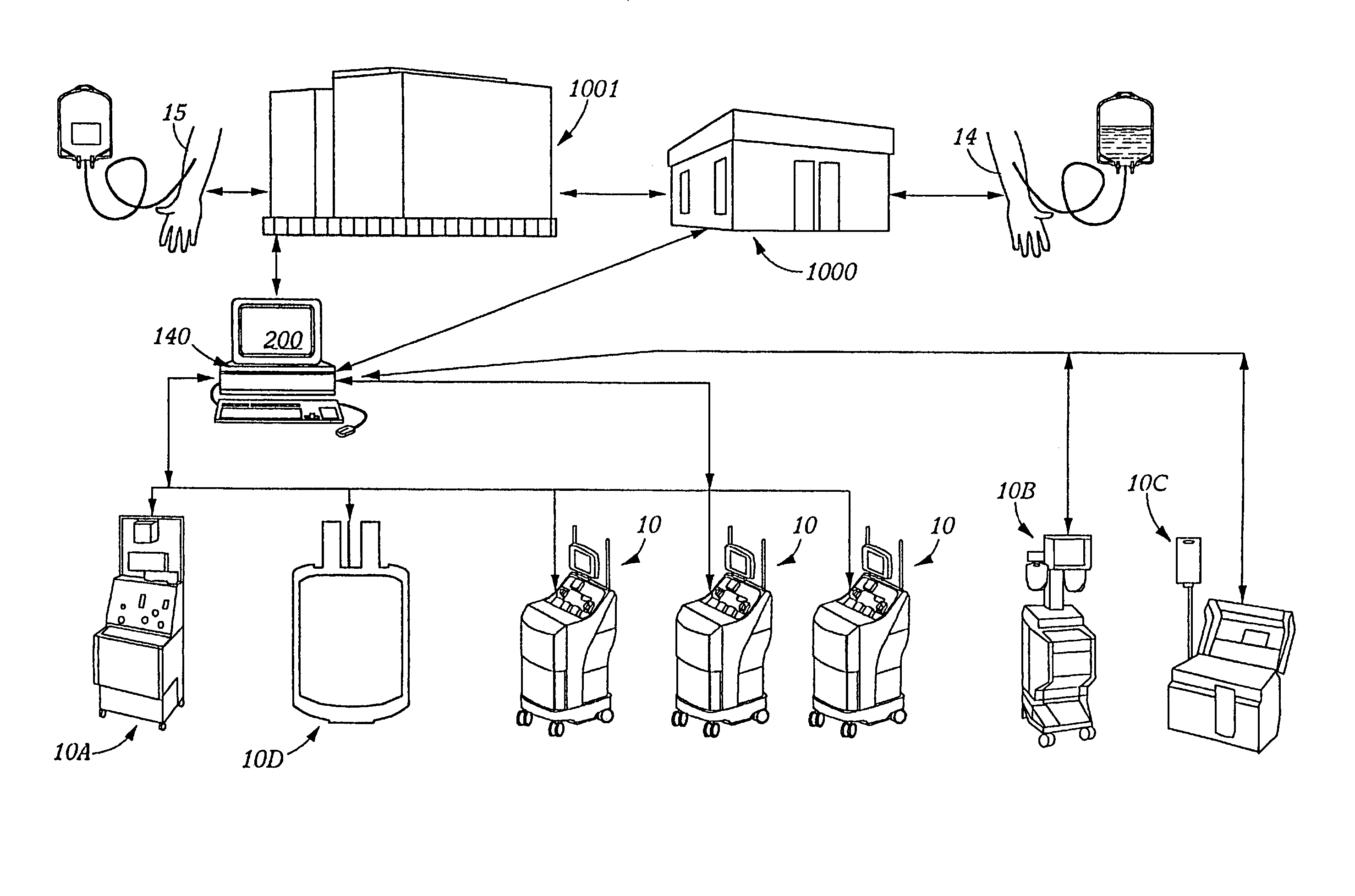 Blood processing information system with blood loss equivalency tracking