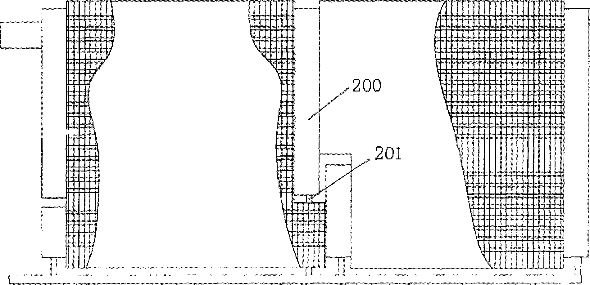 Vapor-liquid separation method for vertical condenser and condenser