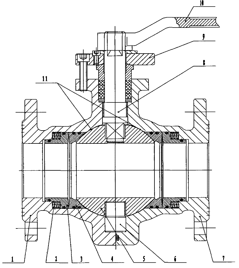 Anti-crystallization anti-scaling abrasion-resisting ball valve