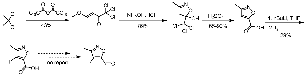 A kind of synthetic method of 4-iodo-3-methylisoxazole-5-carbaldehyde