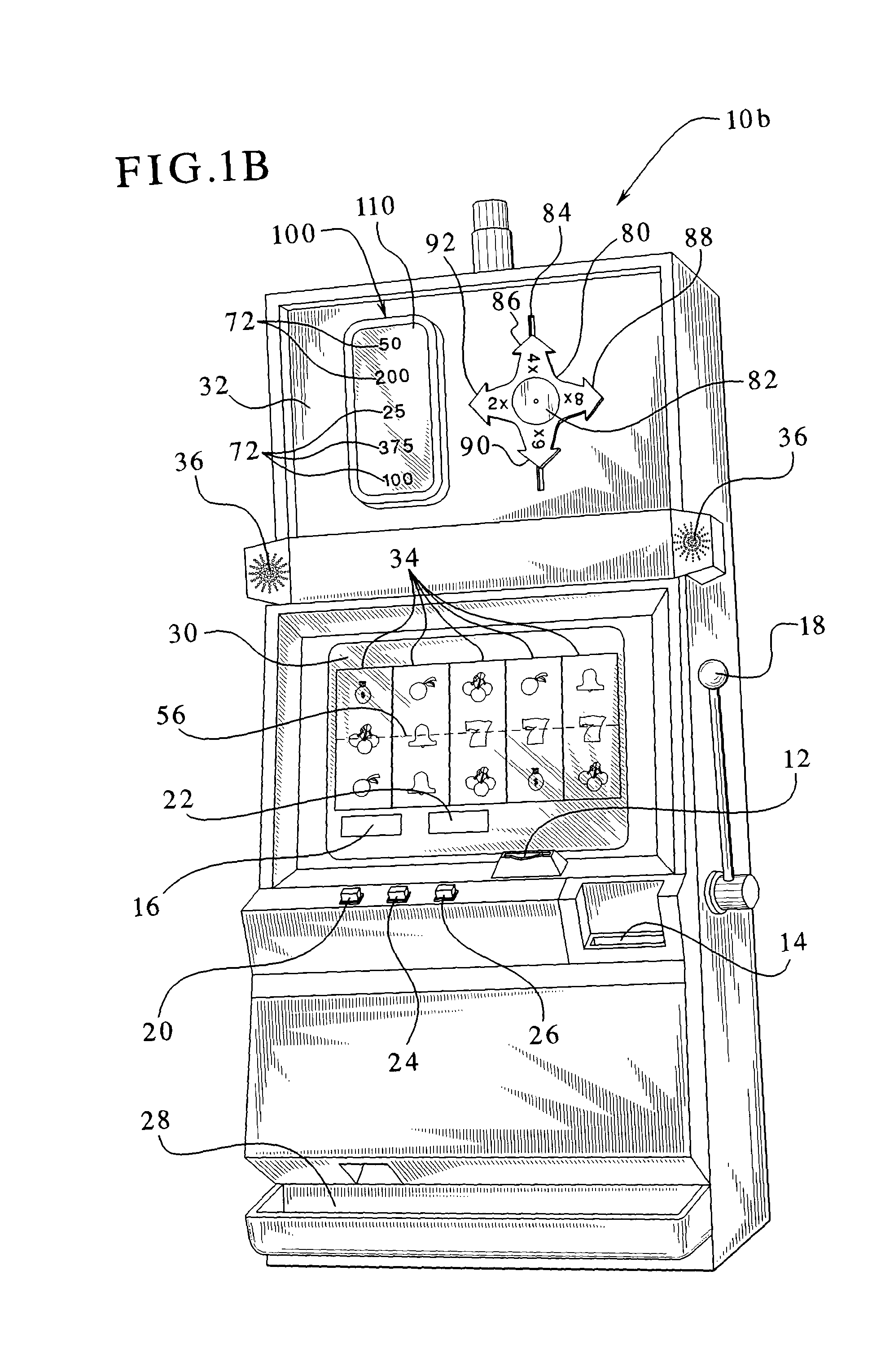 Gaming device having display with award reel and rotating and translating indicator therefore