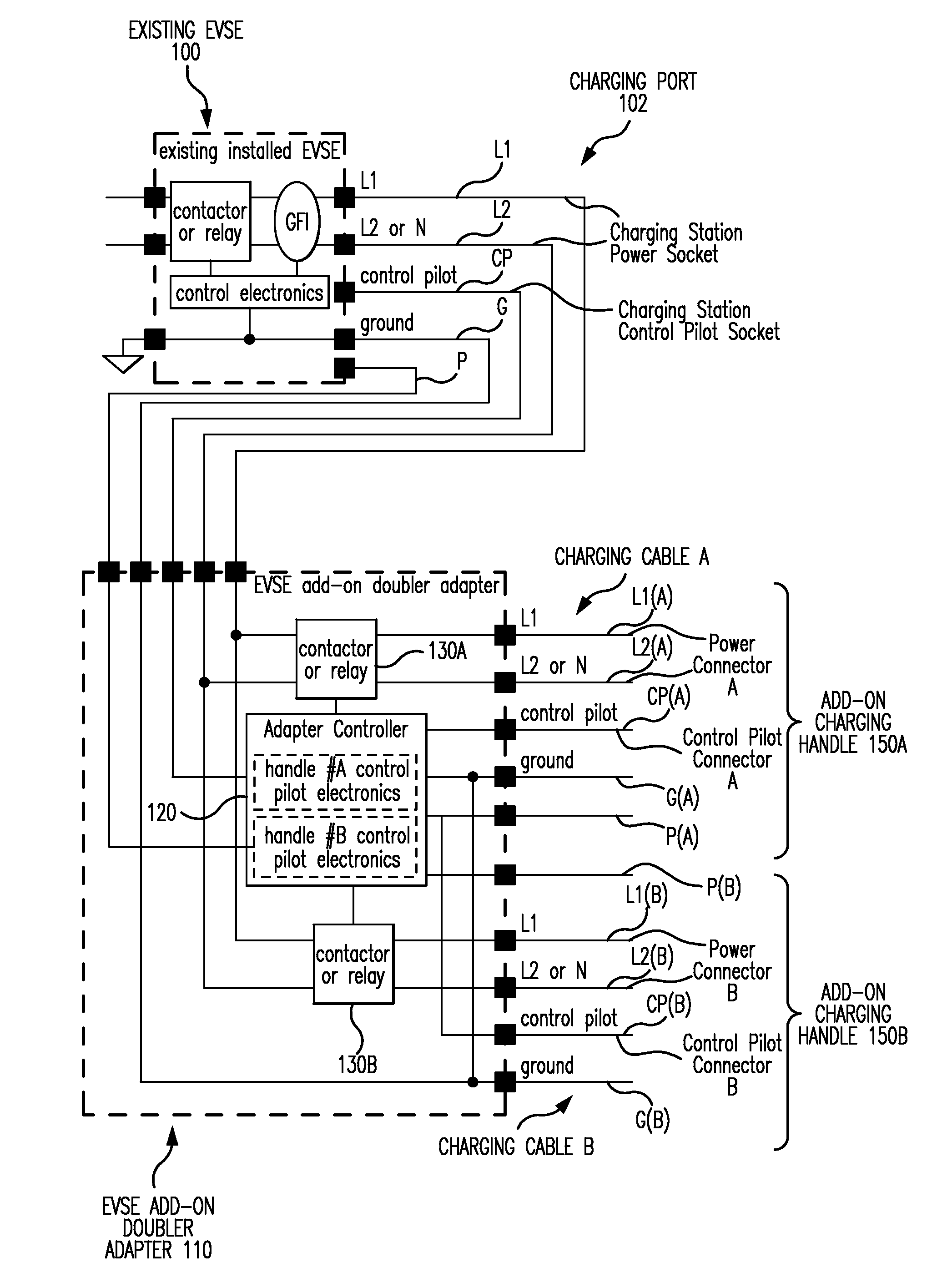 Evse doubler add-on unit