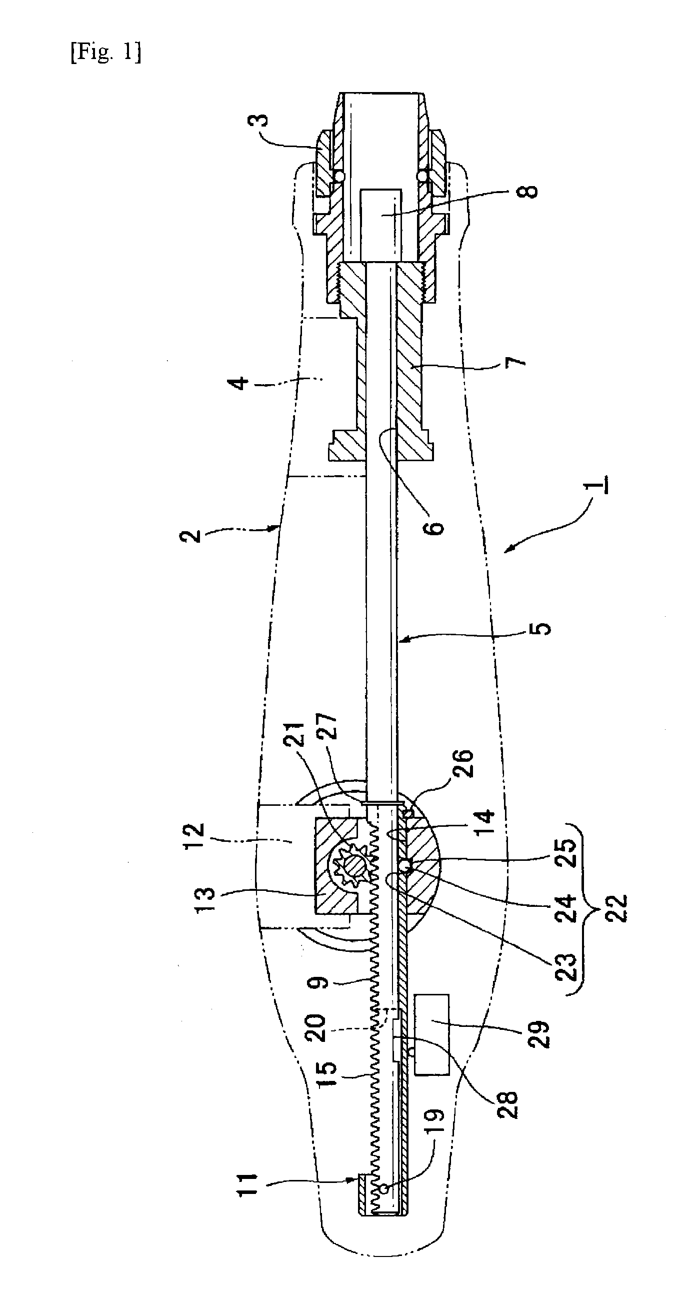 Anesthetic solution-filled cartridge-type electric dental syringe