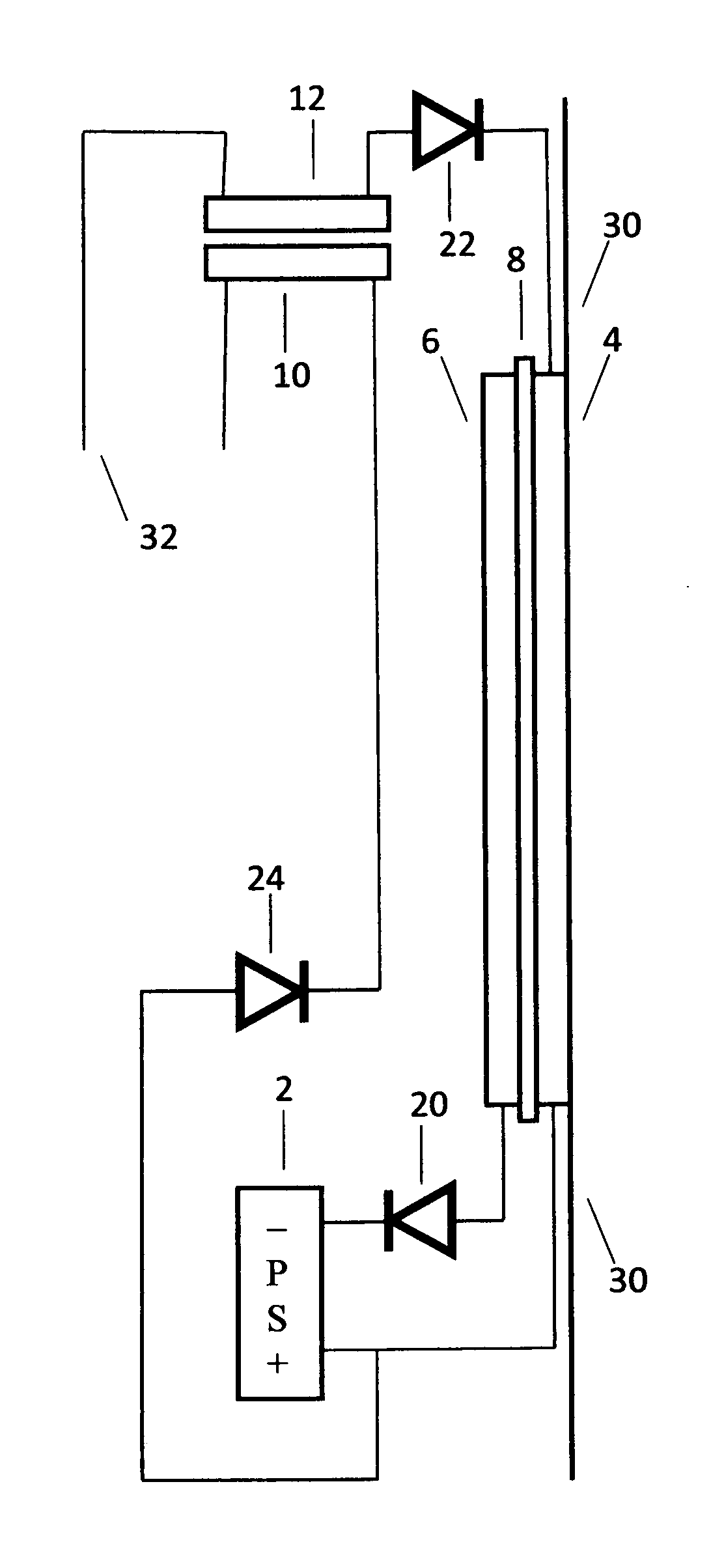 Process for the production of electric energy for spacecraft utilizing the collection of charged particles in space