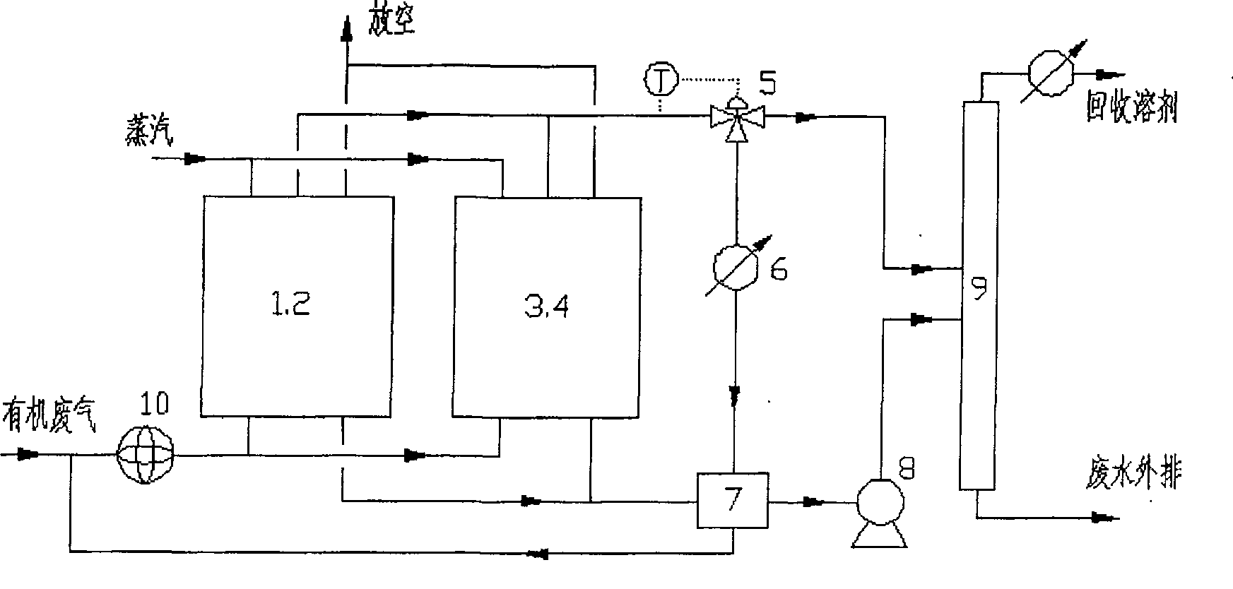 Continuously absorbing and rectifying organic waste recovering method