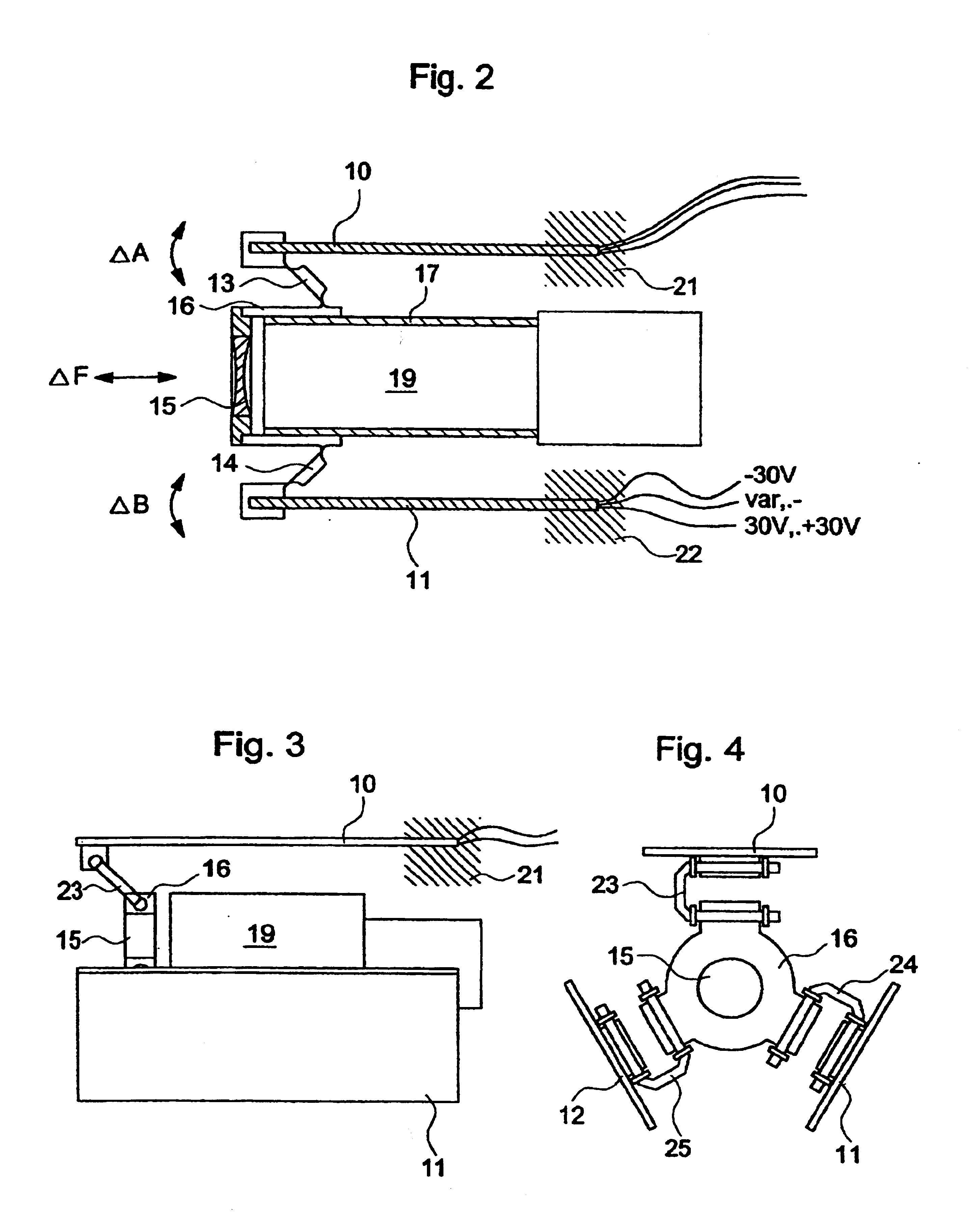 Focussing and focal length adjusting device for a video camera