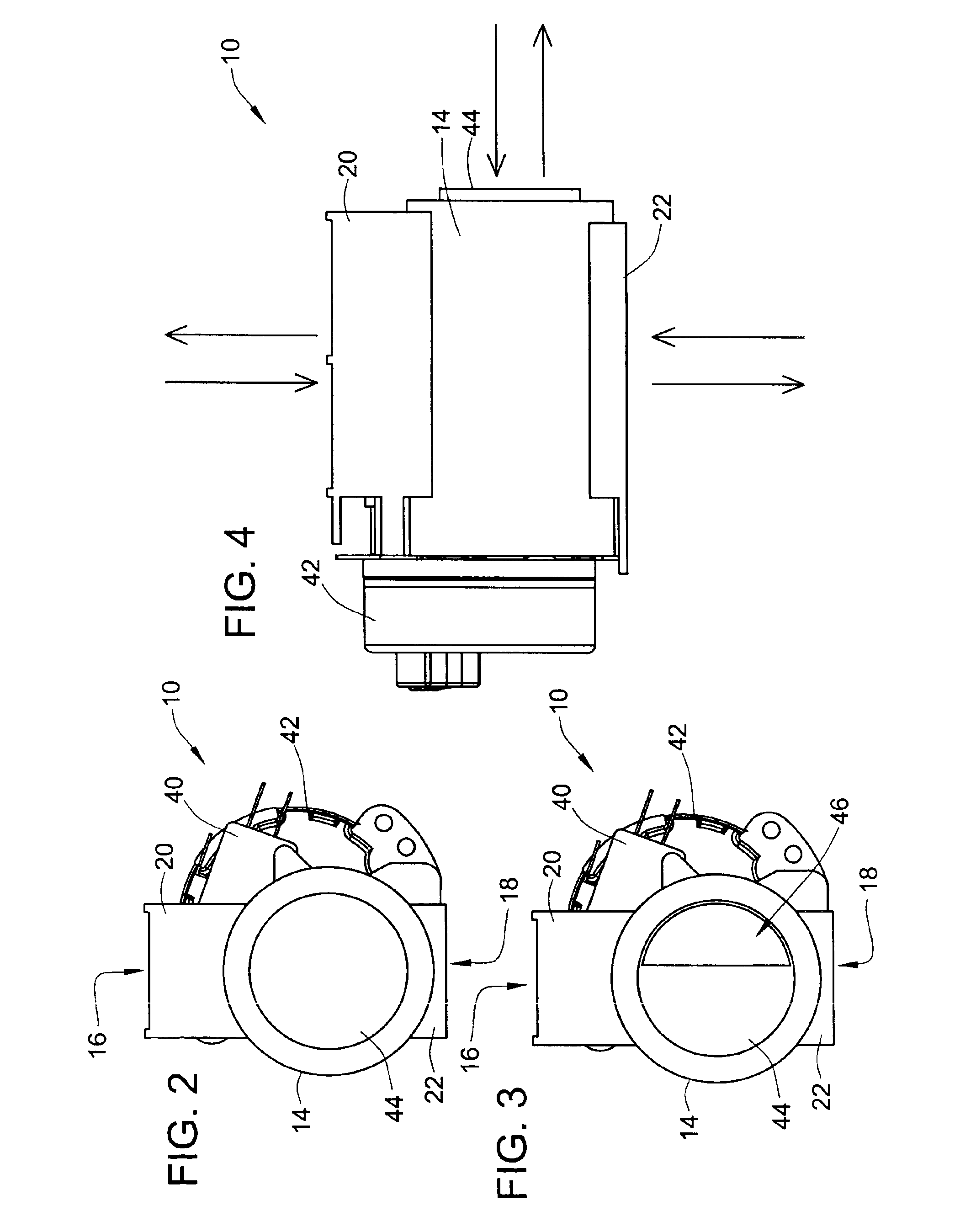 Flow-through rotary damper providing compartment selectivity for a multi-compartment refrigerator