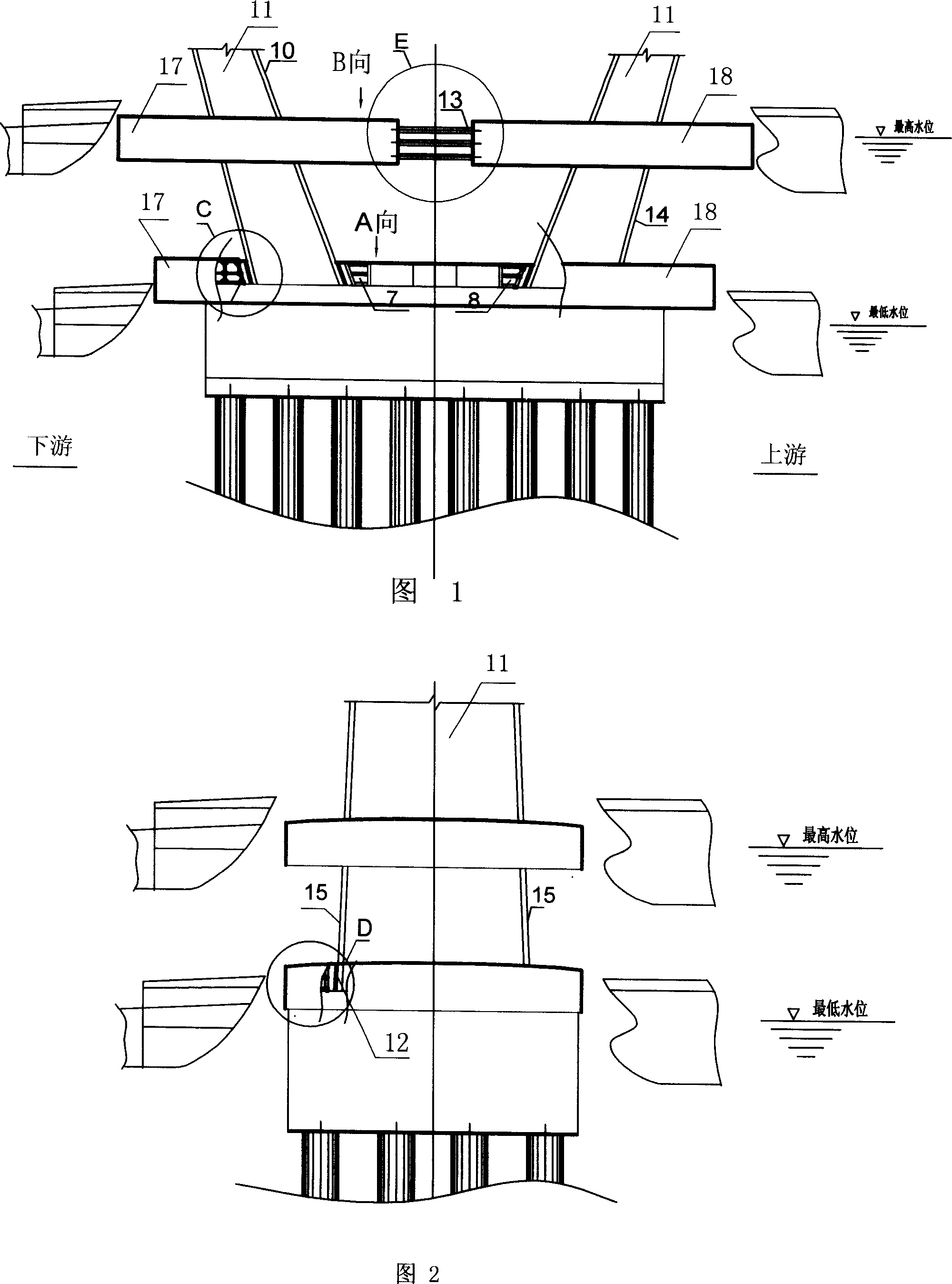 Floation type section-changeable bridge-pier/tower column anti-collision device