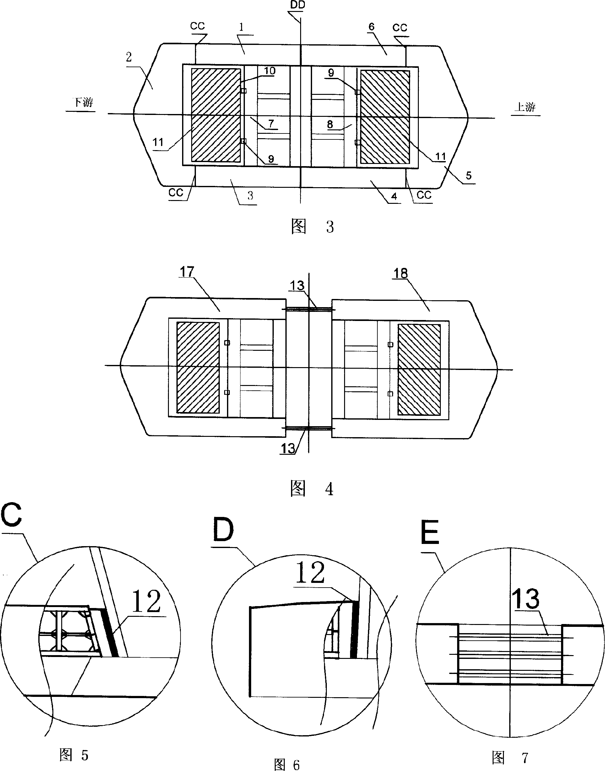 Floation type section-changeable bridge-pier/tower column anti-collision device