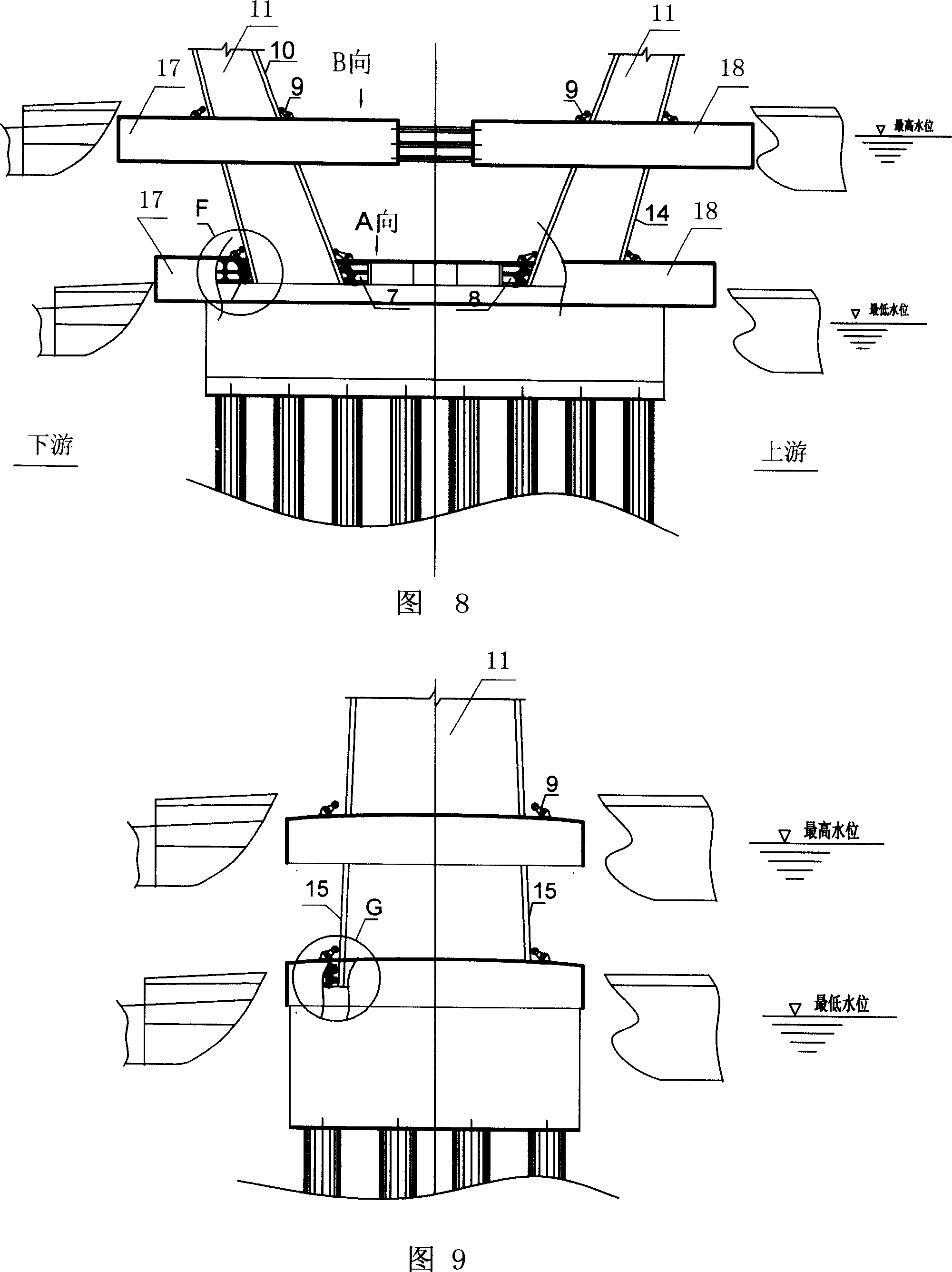 Floation type section-changeable bridge-pier/tower column anti-collision device