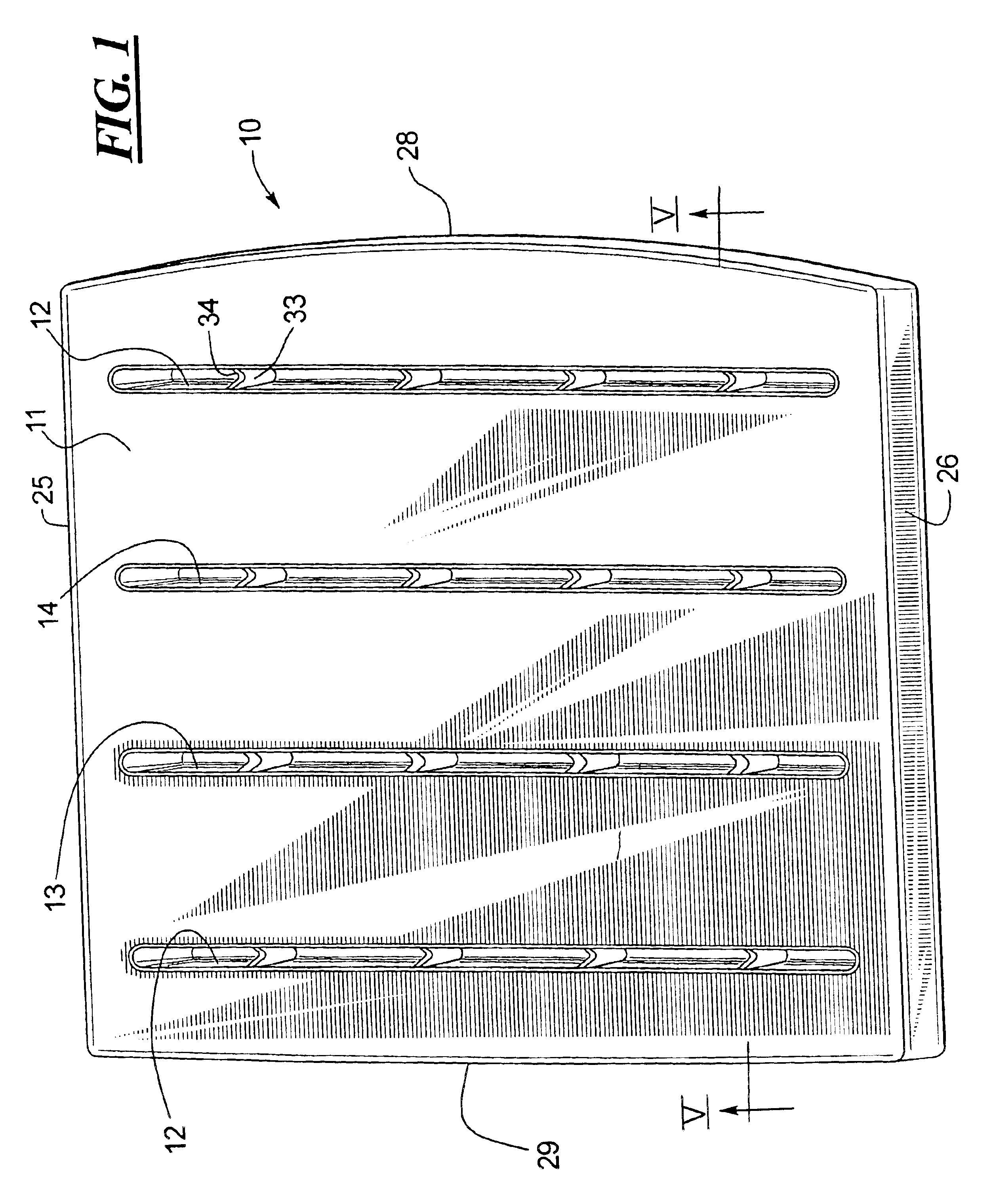 Plastic blow-molded panel with improved structural geometry