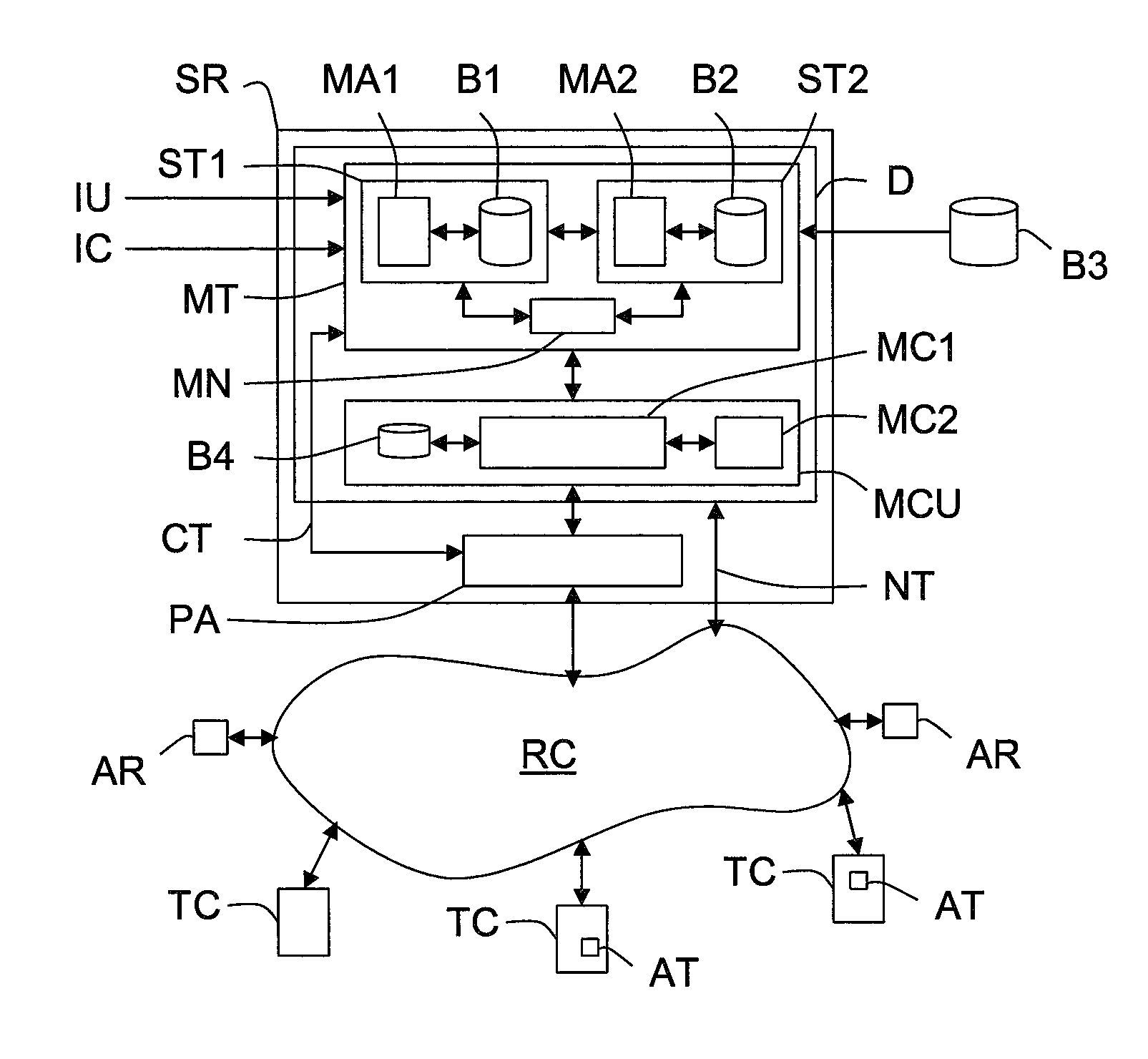 Device for the adaptive processing of application notifications intended for communication terminals connected to a transmission infrastructure