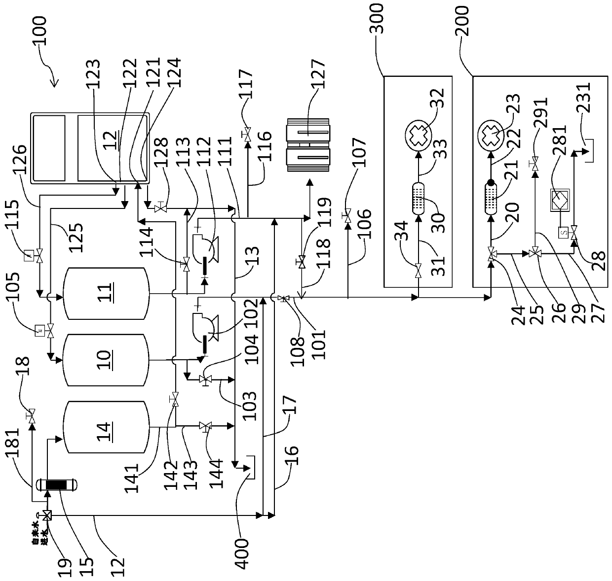 Water pipeline disinfection system for oral diagnosis and treatment and diagnosis and treatment platform waterway disinfection and cleaning unit