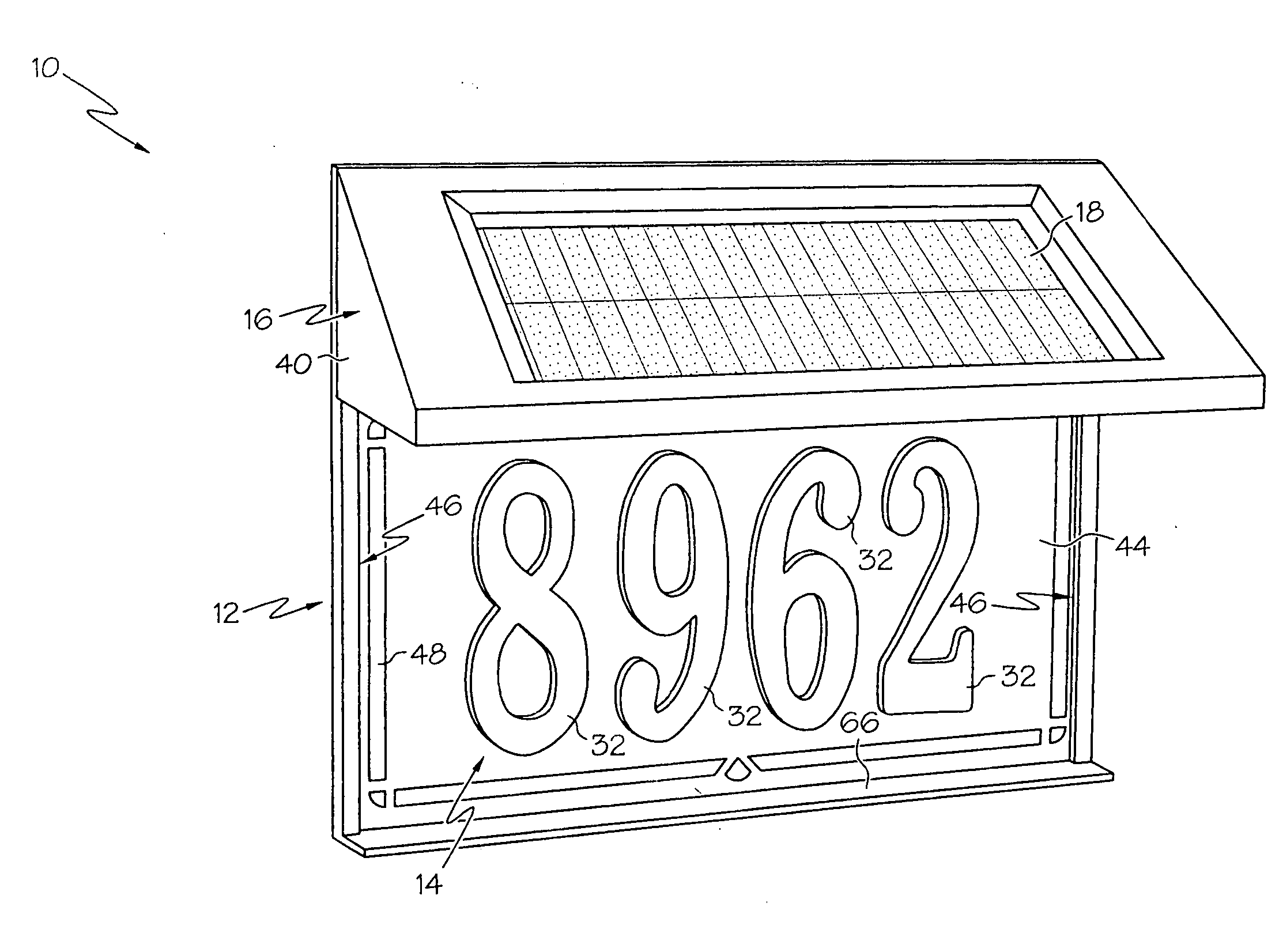 Solar illuminated address sign