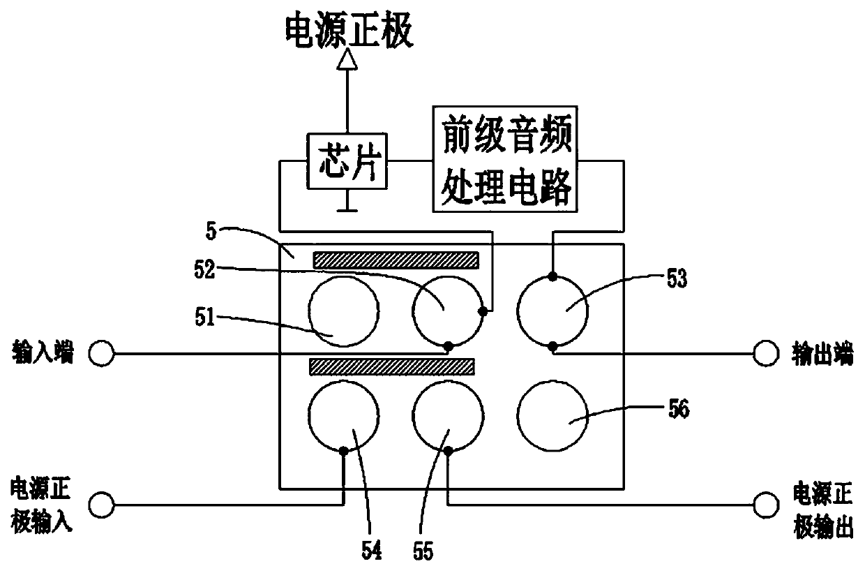 Anti-howling preceding connecting line for musical instrument