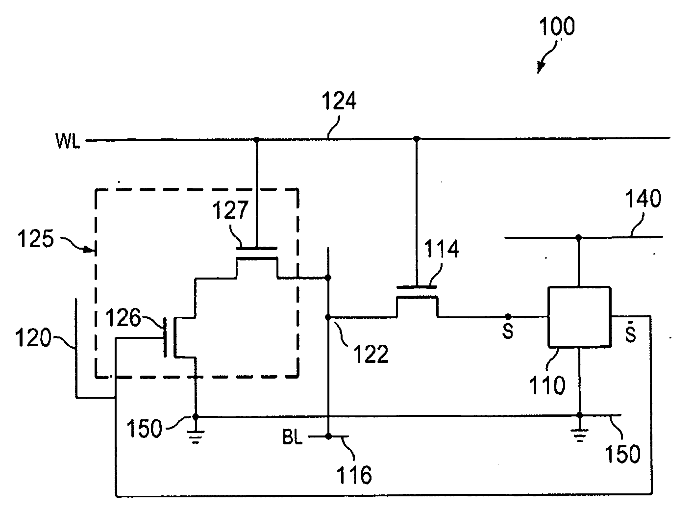 Storage cell having buffer circuit for driving the bitline