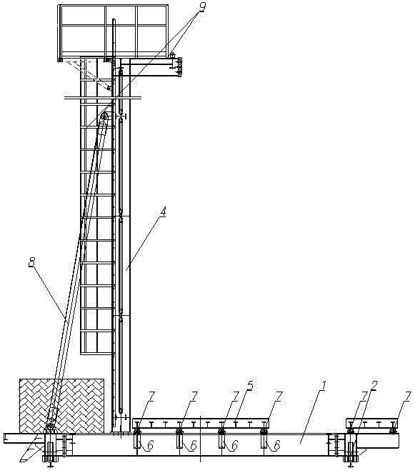 A steel truss girder bridge beam transport flat car