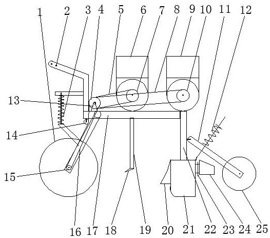 Buckwheat deep and shallow row sowing machine and sowing weed prevention method thereof