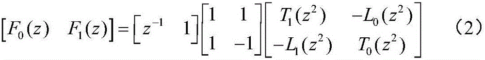 Two-channel linear phase wavelet filter bank with two stages of multiphase substructures