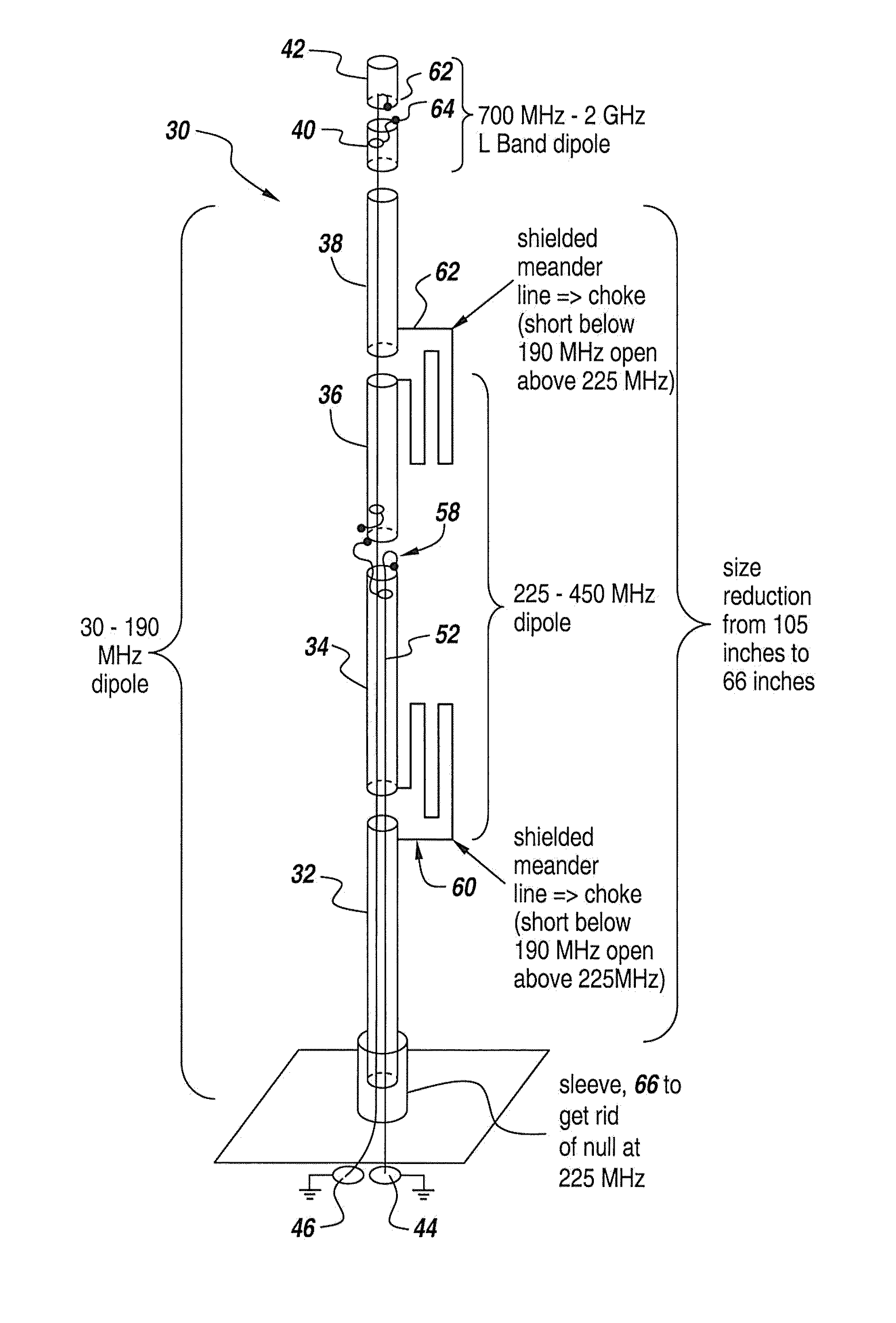 Broadband whip antenna