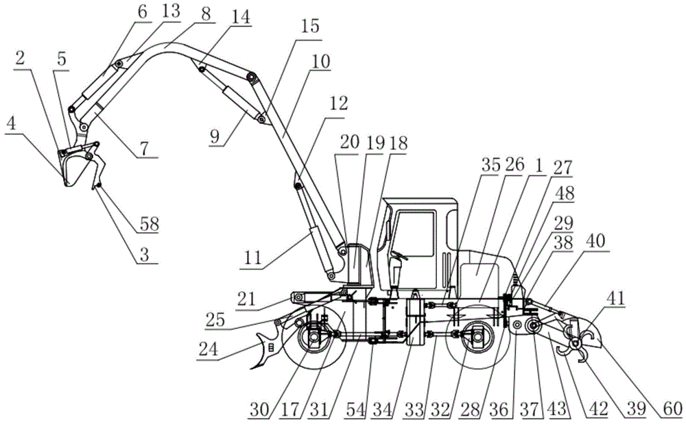 Multipurpose small wheel type excavator