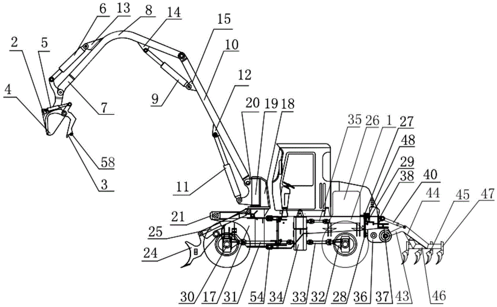 Multipurpose small wheel type excavator