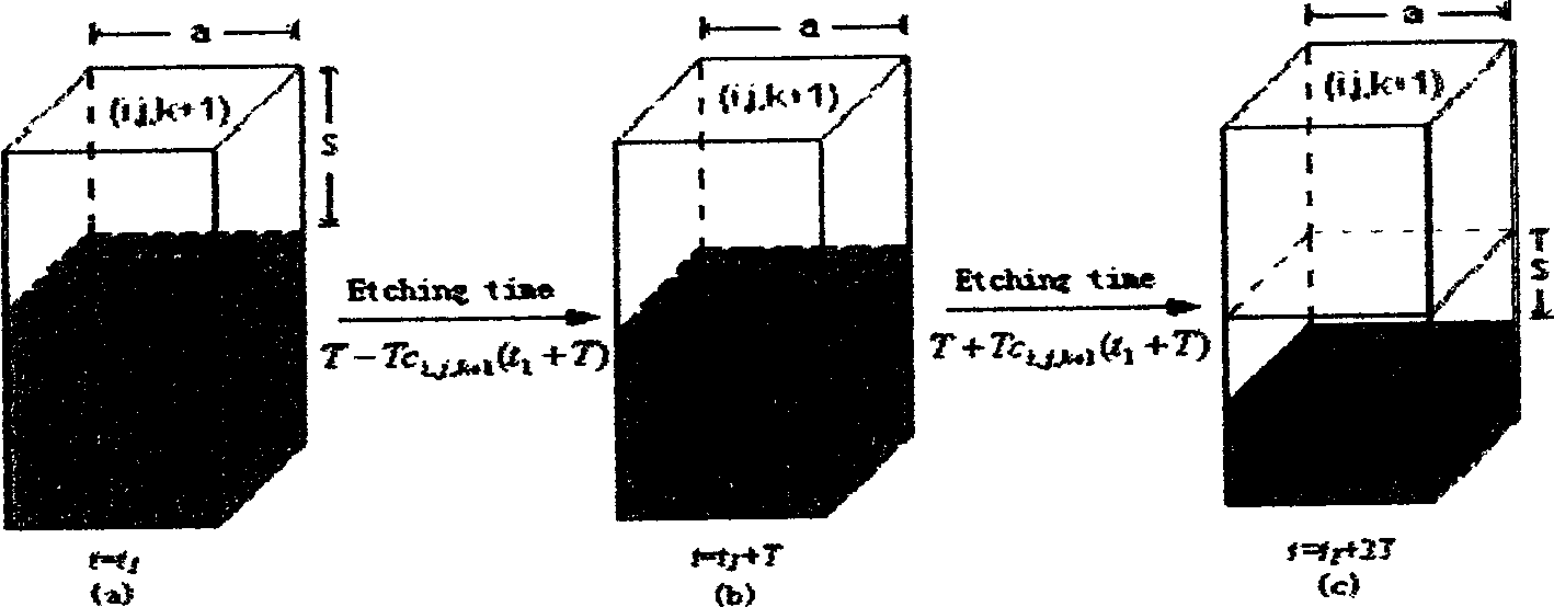 Dynamic cellular automaton method for simulation of photoresist three dimensional etching process