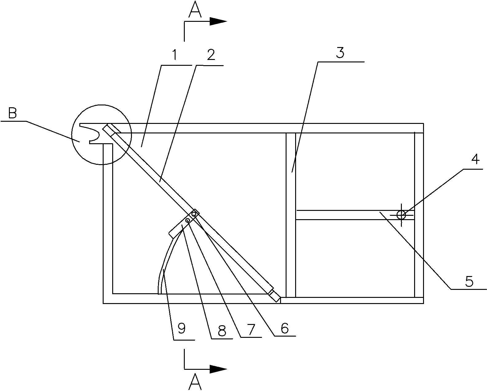 Toppled type garbage transfer box with tilting overhead door