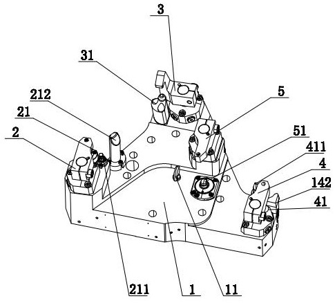 Special clamp for five-axis machining center of automobile steering knuckle structural part